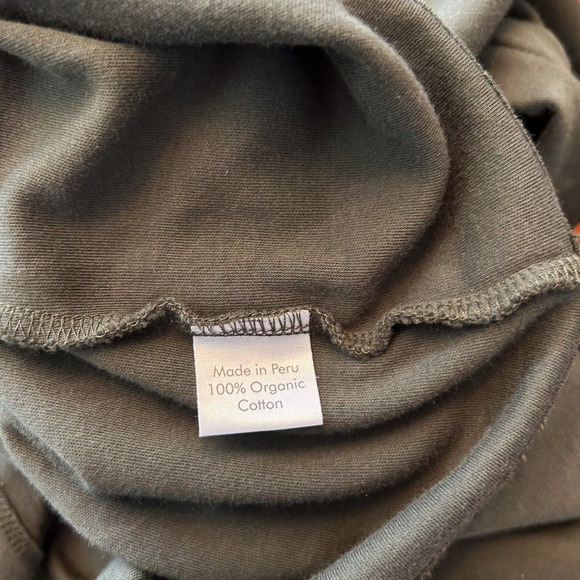Indigenous Organic Fair Trade Fashion Size Large Olive Green Turtleneck Top - Picture 9 of 9